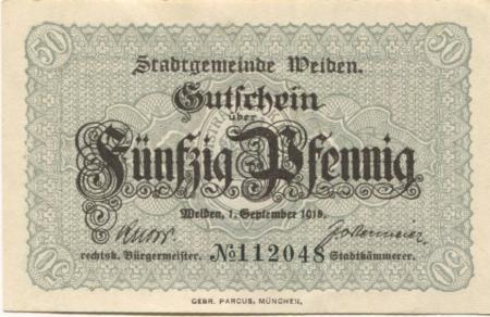 Weiden - Stadt - 1.9.1918 - 50 Pfennig 