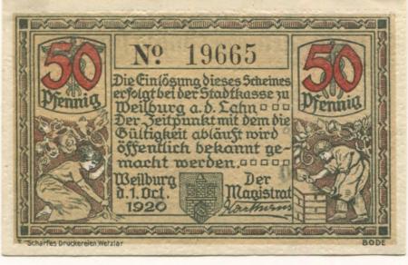 Weilburg - Stadt - 1.10 1920 - 50 Pfennig 