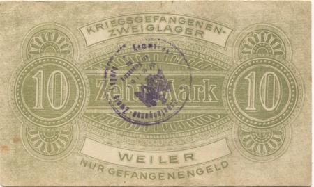Weiler (heute: F-Wissembourg) - Kriegsgefangenen-Zweiglager - -- - 10 Mark 