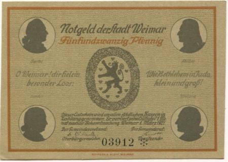 Weimar - Stadt - 1.3.1921 - 25 Pfennig 