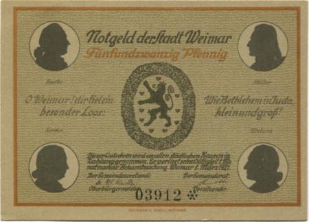 Weimar - Stadt - 1.3.1921 - 25 Pfennig 