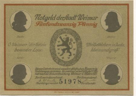 Weimar - Stadt - 1.3.1921 - 25 Pfennig 