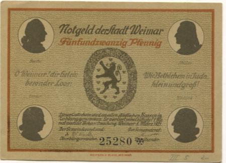 Weimar - Stadt - 1.3.1921 - 25 Pfennig 