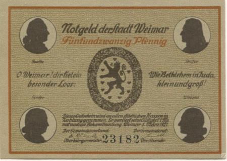 Weimar - Stadt - 1.3.1921 - 25 Pfennig 