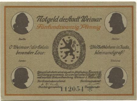 Weimar - Stadt - 1.3.1921 - 25 Pfennig 