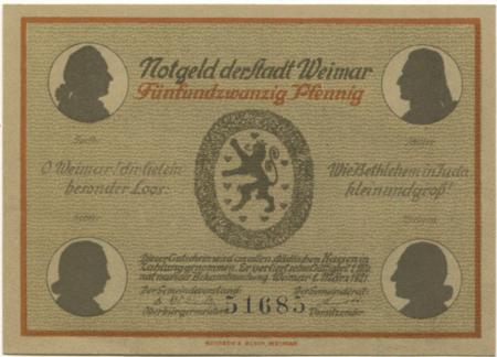 Weimar - Stadt - 1.3.1921 - 25 Pfennig 