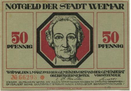 Weimar - Stadt - 1.3.1921 - 50 Pfennig 