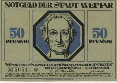 Weimar - Stadt - 1.3.1921 - 50 Pfennig 