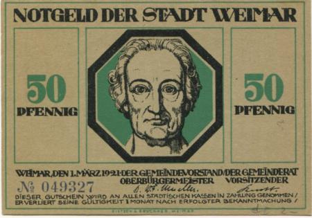 Weimar - Stadt - 1.3.1921 - 50 Pfennig 