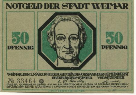 Weimar - Stadt - 1.3.1921 - 50 Pfennig 