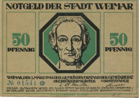 Weimar - Stadt - 1.3.1921 - 50 Pfennig 