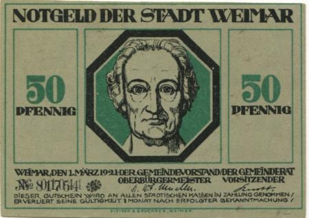 Weimar - Stadt - 1.3.1921 - 50 Pfennig 