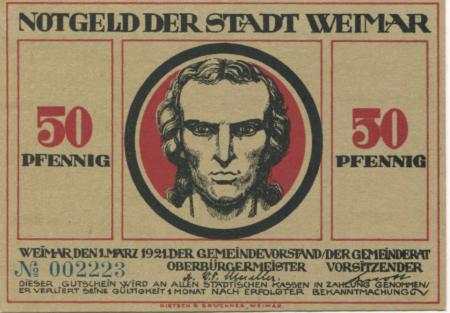 Weimar - Stadt - 1.3.1921 - 50 Pfennig 