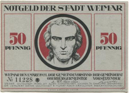 Weimar - Stadt - 1.3.1921 - 50 Pfennig 