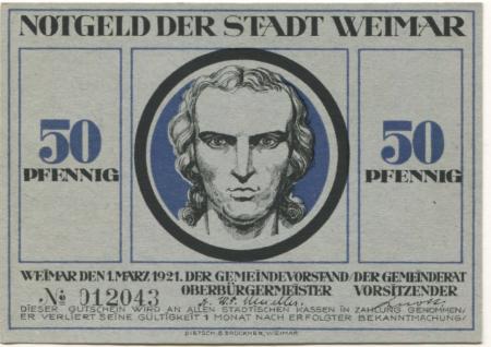 Weimar - Stadt - 1.3.1921 - 50 Pfennig 
