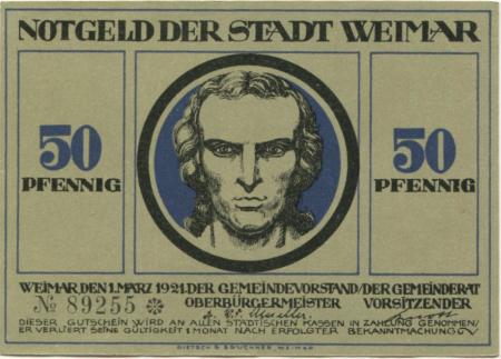 Weimar - Stadt - 1.3.1921 - 50 Pfennig 