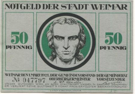 Weimar - Stadt - 1.3.1921 - 50 Pfennig 