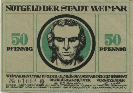 Weimar - Stadt - 1.3.1921 - 50 Pfennig 