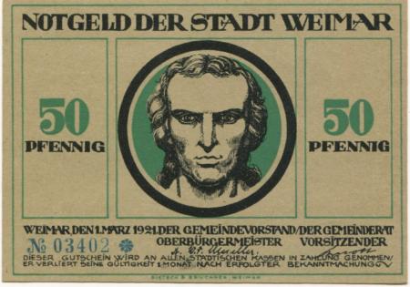 Weimar - Stadt - 1.3.1921 - 50 Pfennig 