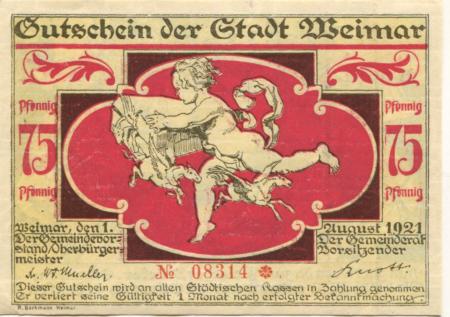 Weimar - Stadt - 1.8.1921 - 75 Pfennig 