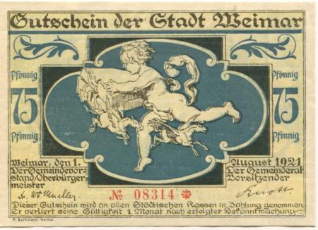 Weimar - Stadt - 1.8.1921 - 75 Pfennig 