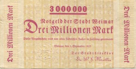 Weimar - Stadt - 1.9.1923 - 3 Millionen Mark 