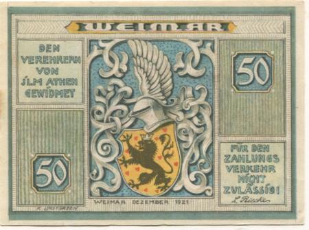 Weimar - Riecke, L. - Dezember 1921 - 50 Pfennig 