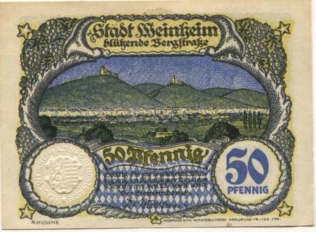 Weinheim - Stadt - 23.4.1919 - 50 Pfennig 