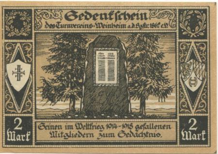 Weinheim - Turnverein 1862 eV - -- - 2 Mark 