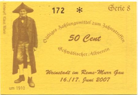Weinstadt - Schwäbischer Albverein - 16./17.6.2007 - 50 Cent 