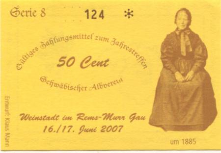 Weinstadt - Schwäbischer Albverein - 16./17.6.2007 - 50 Cent 