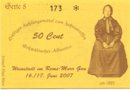 Weinstadt - Schwäbischer Albverein - 16./17.6.2007 - 50 Cent 