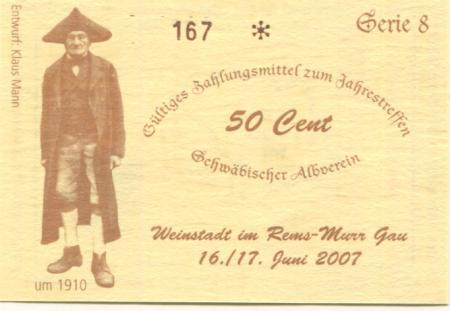 Weinstadt - Schwäbischer Albverein - 16./17.6.2007 - 50 Cent 