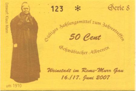 Weinstadt - Schwäbischer Albverein - 16./17.6.2007 - 50 Cent 