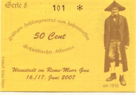 Weinstadt - Schwäbischer Albverein - 16./17.6.2007 - 50 Cent 