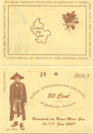 Weinstadt - Schwäbischer Albverein - 16./17.6.2007 - (1) Euro 