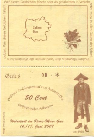 Weinstadt - Schwäbischer Albverein - 16./17.6.2007 - (1) Euro 