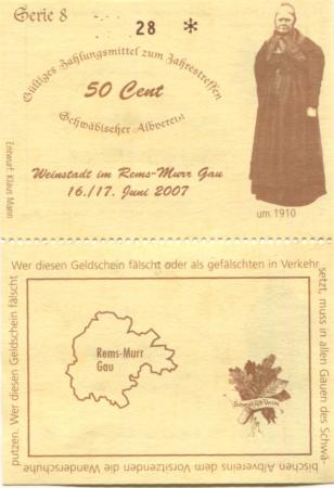 Weinstadt - Schwäbischer Albverein - 16./17.6.2007 - (1) Euro 