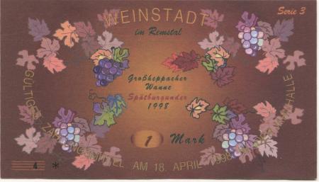 Weinstadt-Endersbach - Württembergischer Philatelistenverein, Sammlergruppe Weinstadt, Treffen Jahnhalle - 18.4.1998 - 1 DM 