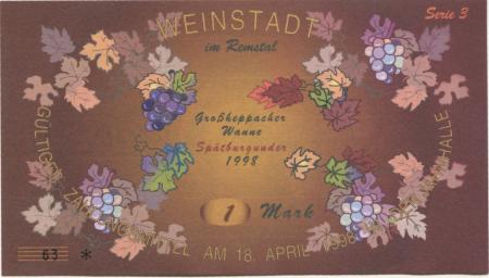 Weinstadt-Endersbach - Württembergischer Philatelistenverein, Sammlergruppe Weinstadt, Treffen Jahnhalle - 18.4.1998 - 1 DM 