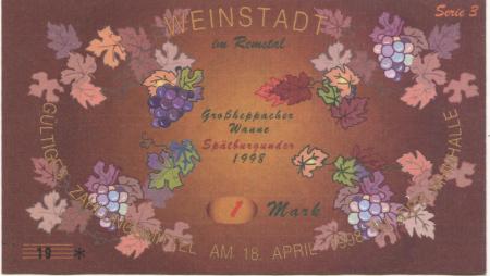 Weinstadt-Endersbach - Württembergischer Philatelistenverein, Sammlergruppe Weinstadt, Treffen Jahnhalle - 18.4.1998 - 1 DM 