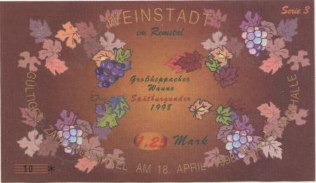 Weinstadt-Endersbach - Württembergischer Philatelistenverein, Sammlergruppe Weinstadt, Treffen Jahnhalle - 18.4.1998 - 1.25 DM 