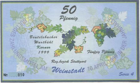 Weinstadt-Endersbach - Württembergischer Philatelistenverein, Sammlergruppe Weinstadt, Treffen Jahnhalle - 10.4.1999 - 50 Pfennig 