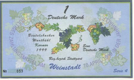 Weinstadt-Endersbach - Württembergischer Philatelistenverein, Sammlergruppe Weinstadt, Treffen Jahnhalle - 10.4.1999 - 1 DM 