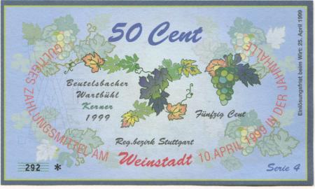 Weinstadt-Endersbach - Württembergischer Philatelistenverein, Sammlergruppe Weinstadt, Treffen Jahnhalle - 10.4.1999 - 50 Cent 