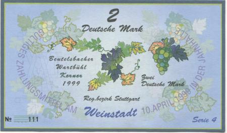 Weinstadt-Endersbach - Württembergischer Philatelistenverein, Sammlergruppe Weinstadt, Treffen Jahnhalle - 10.4.1999 - 2 DM 