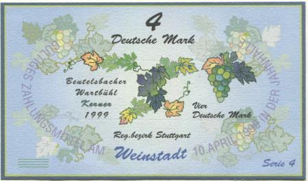 Weinstadt-Endersbach - Württembergischer Philatelistenverein, Sammlergruppe Weinstadt, Treffen Jahnhalle - 10.4.1999 - 4 DM 