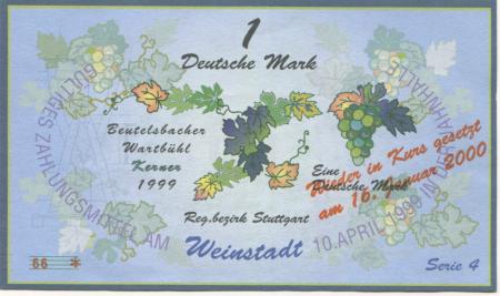 Weinstadt-Endersbach - Württembergischer Philatelistenverein, Sammlergruppe Weinstadt, Treffen Jahnhalle - 18.1.2000 - 1 DM 