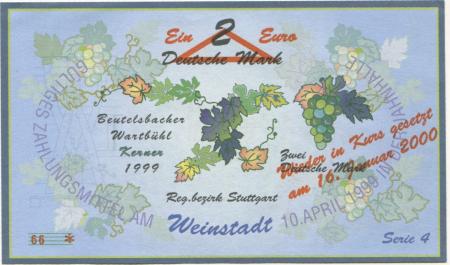 Weinstadt-Endersbach - Württembergischer Philatelistenverein, Sammlergruppe Weinstadt, Treffen Jahnhalle - 18.1.2000 - 1 Euro 