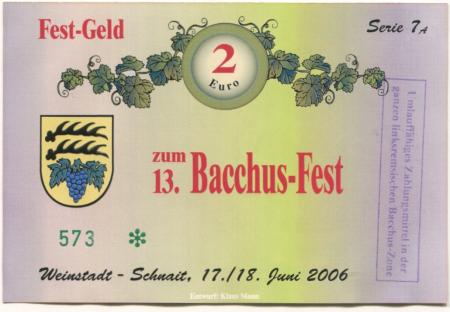 Weinstadt-Schnait - Bacchus-Fest - 17./18.6.2006 - 2 Euro 